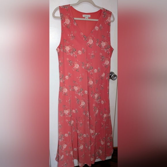 Coldwater Creek Coral Floral Dress & Sheer Kimono Set PXL EUC - Picture 3 of 10